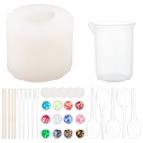 DIY Ghost Silicone Molds Kits, Including Wooden Craft Sticks, Plastic Pipettes, Latex Finger Cots, Plastic Measuring Cups, plastic Spoon, Nail Art Sequins/Paillette, White, 67x54mm, Inner Diameter: 32x42mm, 1pc - CRASPIRE