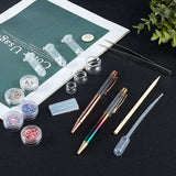 DIY Gift Pens Makings, with Plastic Empty Tube Floating Pens, Blown Glass Beads, Epoxy Resin Material Ocean Filling, ABS Plastic Cabochons, Silicone Molds, Bamboo Sticks, White, 60~70mm - CRASPIRE