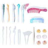 DIY Hairpin & Comb Silicone Molds Kits, Resin Casting Molds, with UV Gel Nail Art Tinfoil and 304 Stainless Steel Beading Tweezers, Mixed Color - CRASPIRE