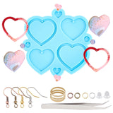 DIY Heart Shape Earring Silicone Mold Kits, Include Brass Earring Hooks, Plastic Ear Nuts & 304 Stainless Steel Beading Tweezers, Blue, 6.8x5.2x1.1cm - CRASPIRE