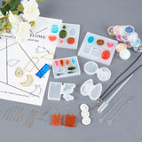 DIY Jewelry Kit, with Pendant Silicone Molds, Brass Earring Hooks, Waxed Cotton Cord Necklace, Alloy Open Back Bezel Pendants, Sequins, Iron Chain Extender, White, 72x35x10mm - CRASPIRE