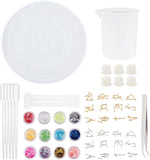 DIY Jewelry Kits, with Constellation Compass Tarot Card Silicone Molds, Nail Art Sequins, Beading Tweezers, Plastic Round Stirring Rod, Latex Finger Cots, 100ml Measuring Cup Silicone Glue Tools, 295x11mm, 1pc/ set - CRASPIRE