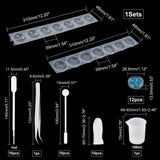 DIY Jewelry Kits, with Epoxy Silicone Molds, Nail Art Sequins, Beading Tweezers, Plastic Round Stirring Rod, Latex Finger Cots, Plastic Transfer Pipettes, Measuring Cup Silicone Glue Tools, 132x9.6x2mm, 1pc/bag - CRASPIRE