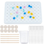 DIY Jewelry Making Kits, Including Polygon Ice Silicone Molds, Plastic Measuring Cups & Transfer Pipettes, Birch Wooden Craft Ice Cream Sticks and Latex Finger Cots, Mixed Color, 190x121x11mm, 1pc