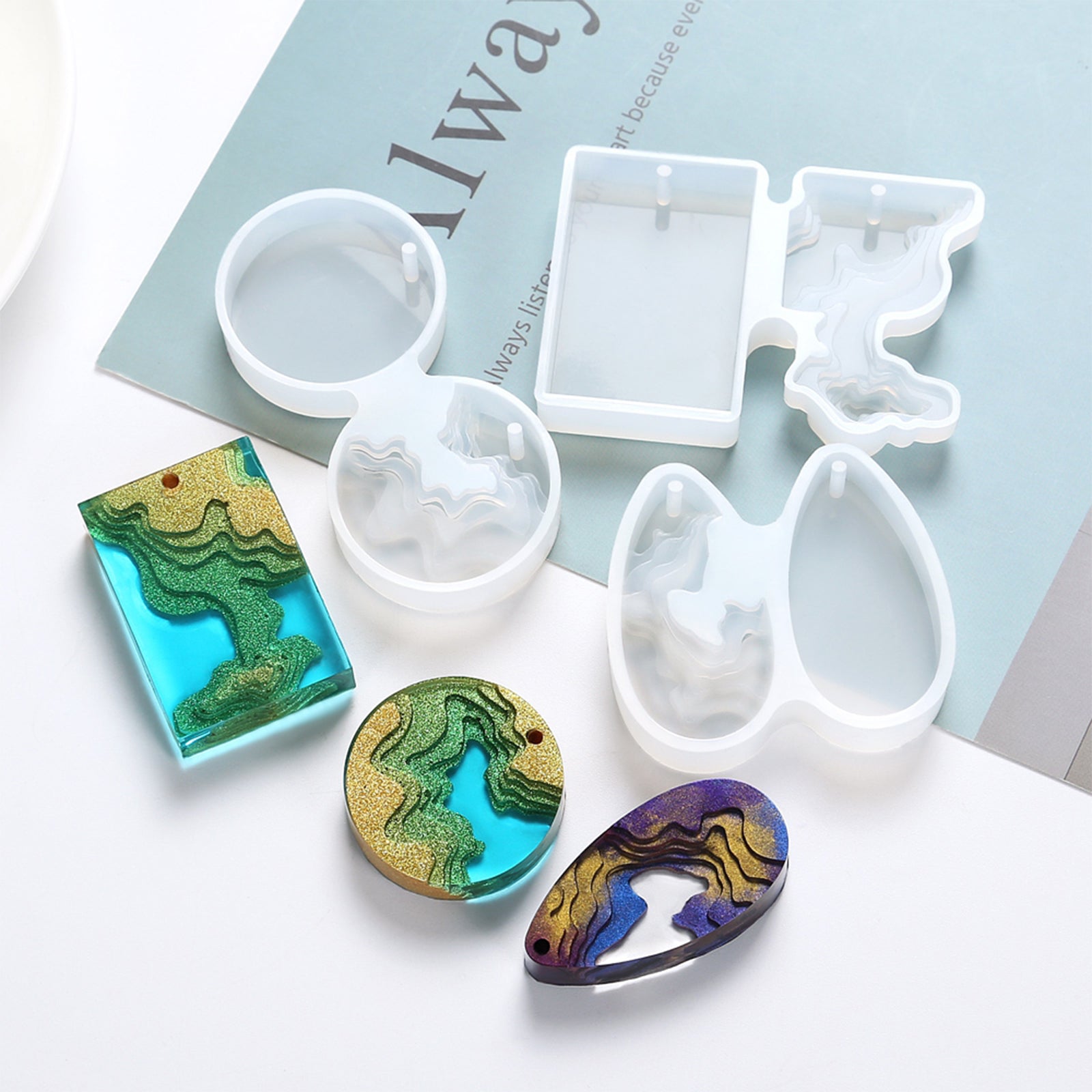 DIY Jewelry Set Makings, with Brass Earring Hooks, Waxed Cotton Cord Necklace, Silicone Molds, Tinfoil, Alloy Pendants, Iron Chain Extender, Mixed Color, 144x98x8mm - CRASPIRE