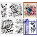 Craspire PVC Stamps, for DIY Scrapbooking, Photo Album Decorative, Cards Making, Stamp Sheets, Film Frame, Bird Pattern, 21x14.8x0.3cm