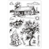 Landscape Embossing Template Mould Gnomes and House Carbon Steel Die Cuts - CRASPIRE