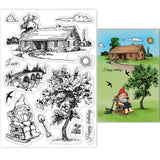 Landscape Embossing Template Mould Gnomes and House Carbon Steel Die Cuts