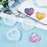 Resin Casting Molds, For UV Resin, Epoxy Resin Jewelry Making, Heart, Faceted, White, 56x56x15.5mm, Inner Size: 42x42mm - CRASPIRE